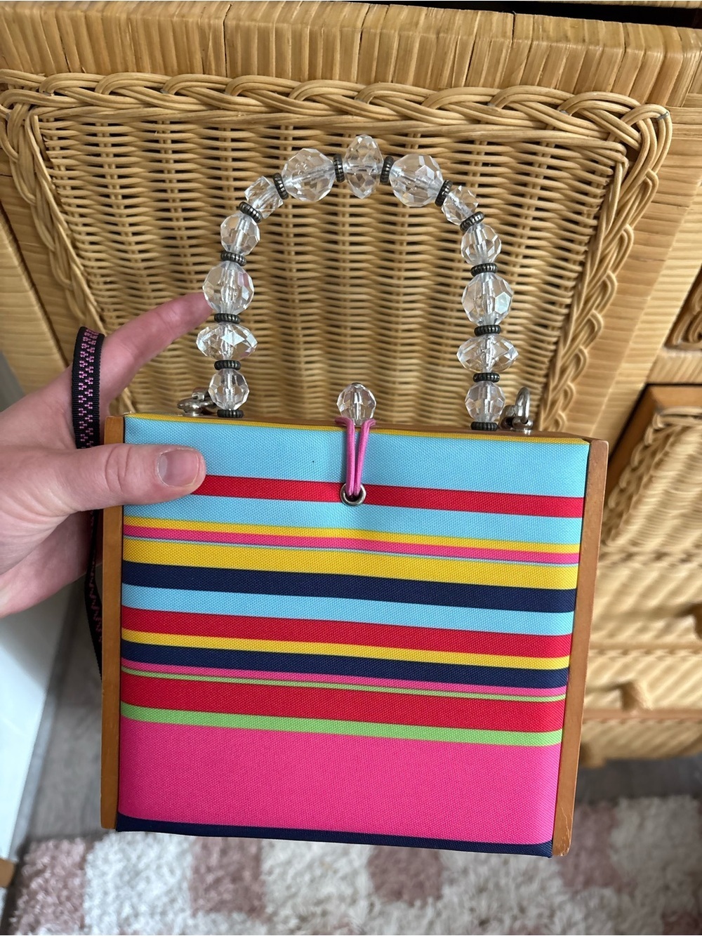 Vintage Striped Mini Top-Handle Bag La Montana Cuban Cigar